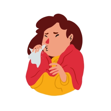 Ilustração menina com alergia respiratória