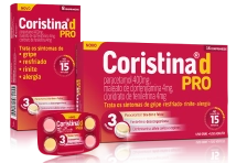 Foto com todas as embalagens dos produtos Coristina® D Pro.